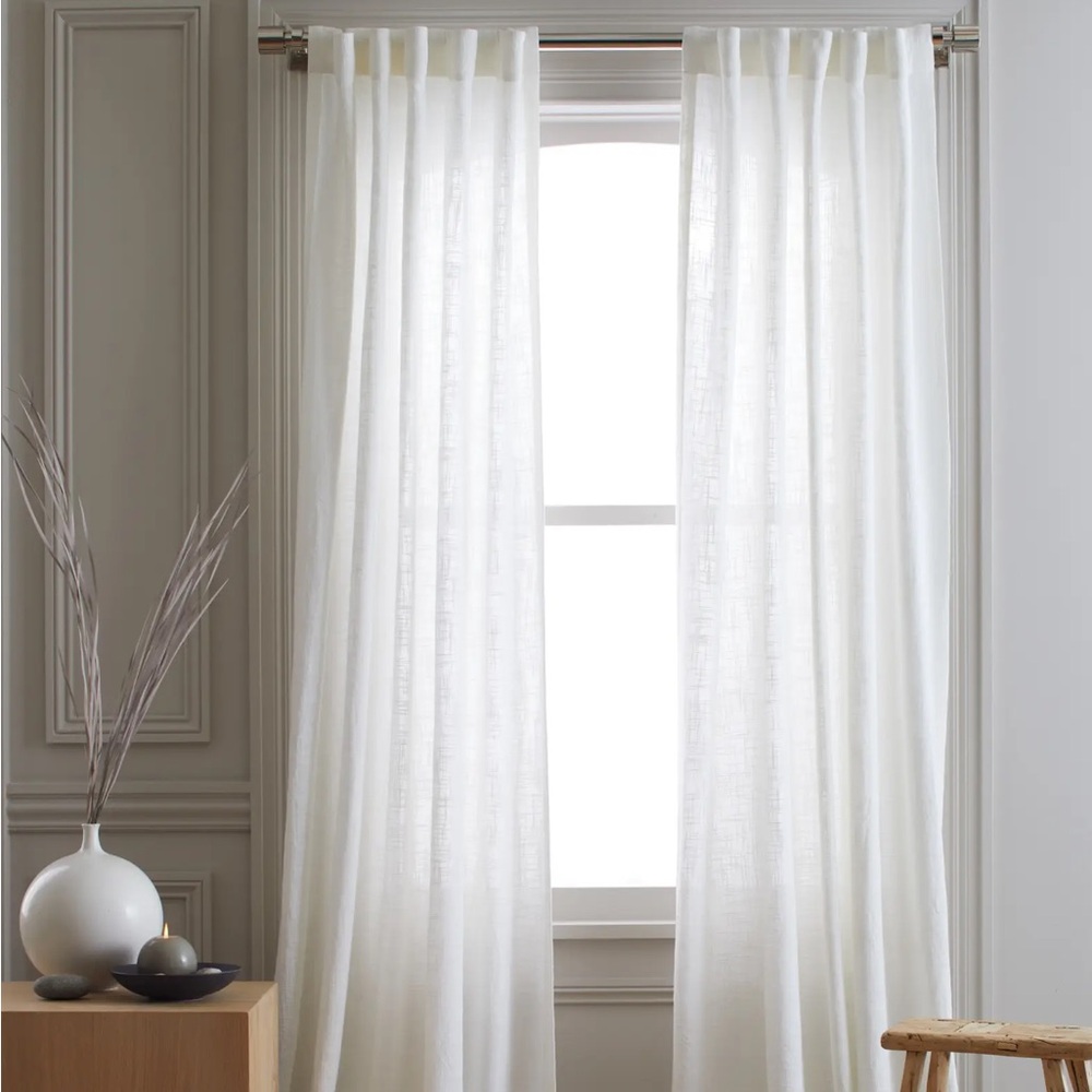 Quince, Cotton Sheer Curtain (Set of Two), White